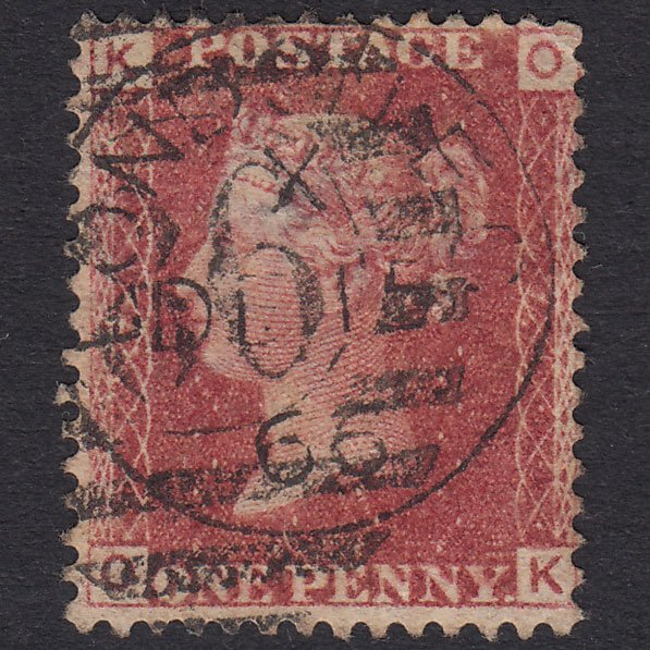 GB QV 1864 1d Lake-Red Plate 71 SG44-G1(2) OK FU CDS
