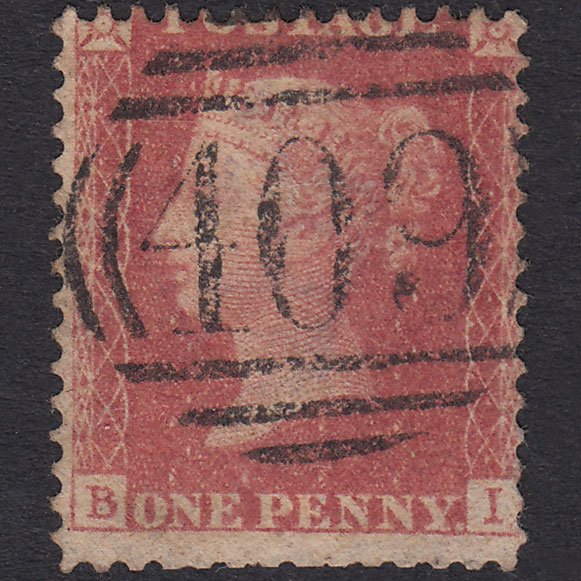 GB QV 1857 1d Pale Rose Plate 56 SG39-C10(3) BI GU Jersey 409
