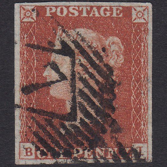 GB QV 1841 1d Plate 43 SG8-B1(1) BI FU 4 Good Margins London IS 7