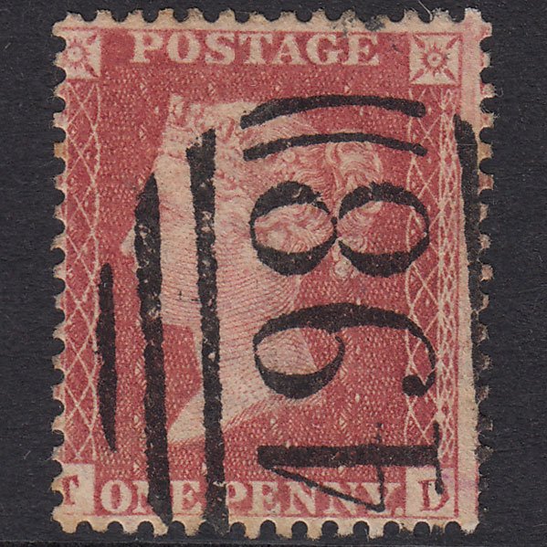 GB QV 1857 1d Rose-Red Plate 57 SG40-C10(1) TD GU Manchester 498