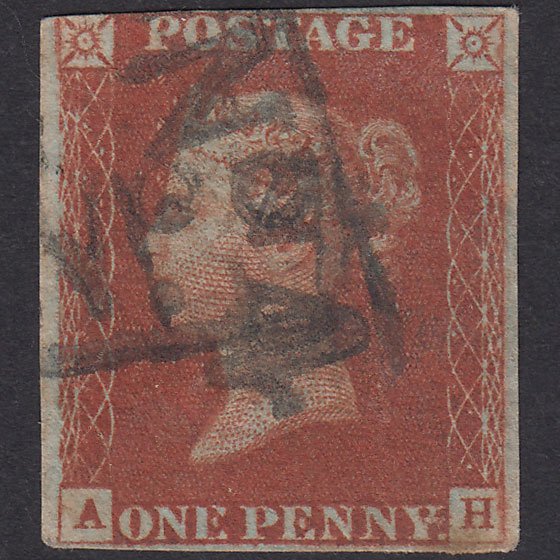 GB QV 1841 1d Red-Brown Plate 59 SG8-B1(1) AH GU 3M Boxed No.4 Postmark