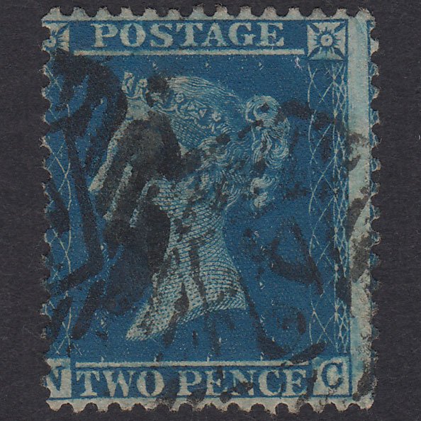 GB QV 1857 2d Deep Blue Plate 6 SG35-F7 NC FU London IS 42 42.E