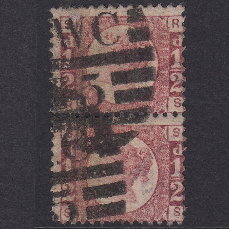 GB QV 1870 1/2d Rose-Red Plate 3 SG48-G4 RS-SS GU Pair London D&S WC5