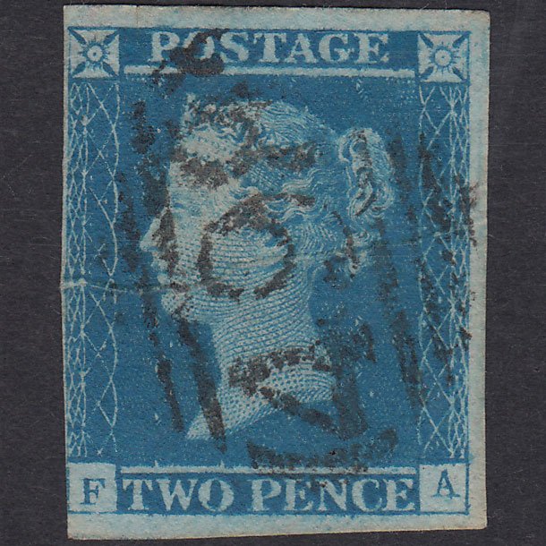 GB QV 1841 2d Pale Blue Plate 3 SG13-E1(1) FA GU Nr 4M Manchester 498