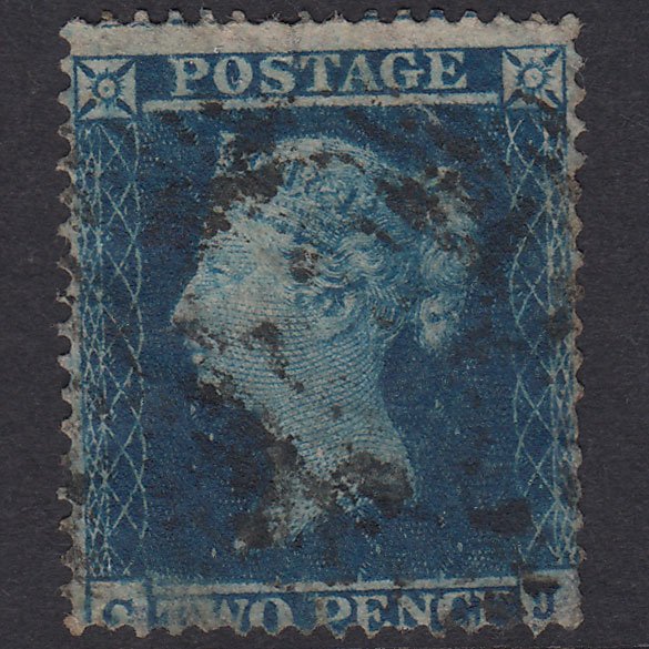 GB QV 1854 2d Deep Blue Plate 4 SG19-F1(1) CJ GU