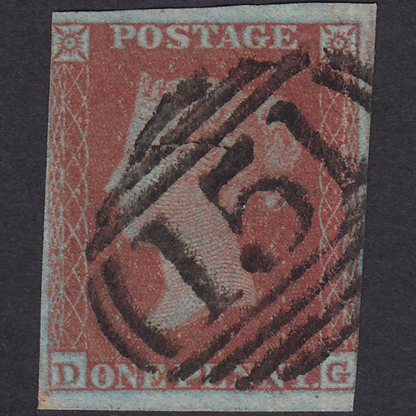 1841 1d Red-Brown Plate 134 SG8A-B2(1) DG GU Colne 151
