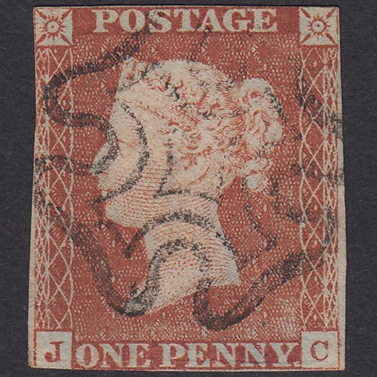 GB QV 1841 1d Pale Red-Brown Plate 12 SG9-B1(3) JC GU Maltese Cross