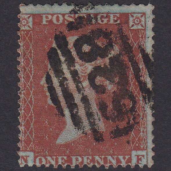 GB QV 1854 1d Plate 197 SG17-C1(1) Framed Reverse NF GU Preston 628