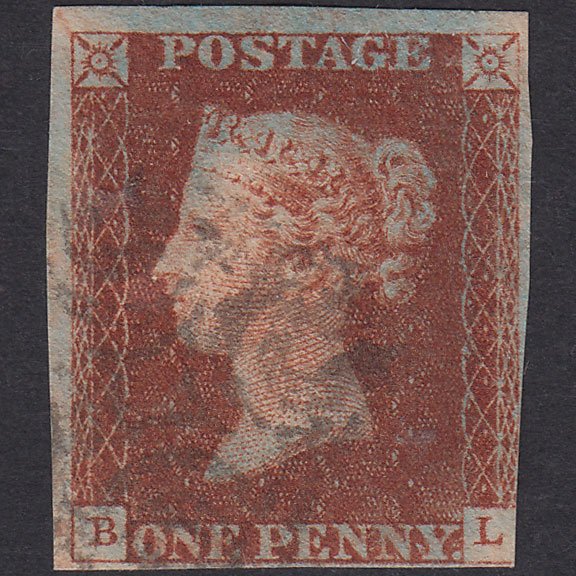 GB QV 1841 1d Red-Brown Penny Black Plate 2 SG7-A2 BL FU Nr 4 Margins MX