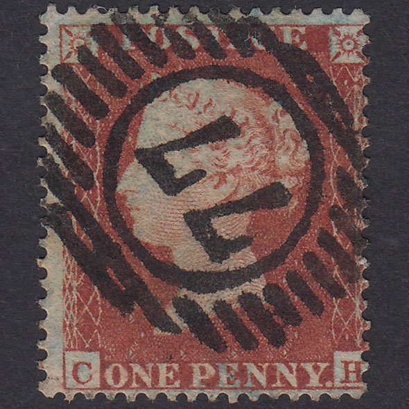 GB QV 1854 1d Red-Brown Plate 182 SG17-C1(1) CH FU London D&S 77