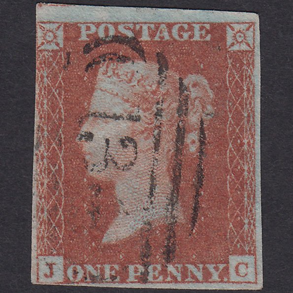 GB QV 1841 1d Red-Brown Plate 130 SG8-B1(1) JC FU Nr 4 Margins Bristol 134