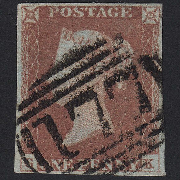 GB QV 1841 1d Red-brown (Plate 71) SG8-B1(1) GK FU Cheltenham 177 4 Margins