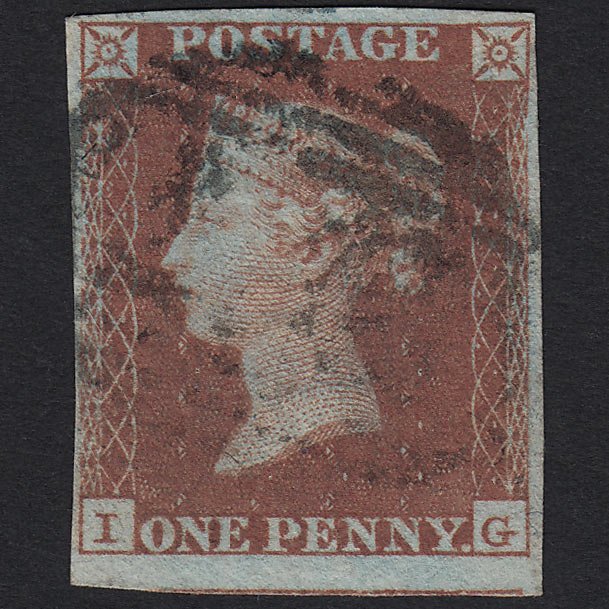 GB QV 1841 1d Red-brown (Plate 129) SG8-B2(1) IG FU 4 Margins