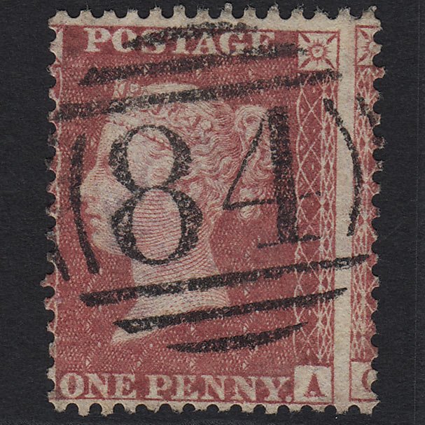 GB QV 1857 1d Deep Rose-red SG41-C10(4) FU Canterbury 84 V Large Misperf