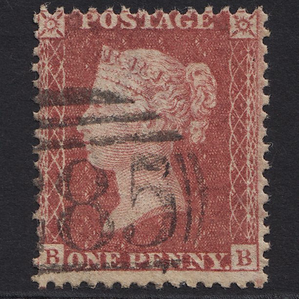 GB QV 1857 1d Rose-red (Plate 27) SG40-C10(1) BB GU Exeter 285