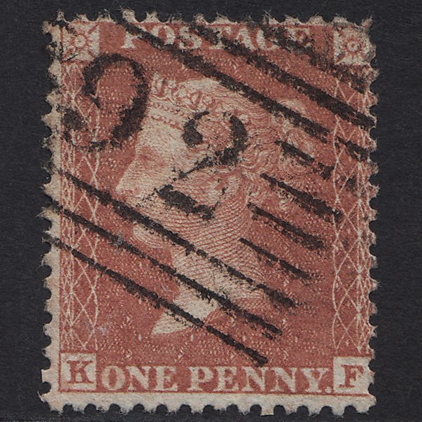 GB QV 1855 1d Red-brown (Plate 12) SG24-C3(1) KF FU Cupar Fife 92