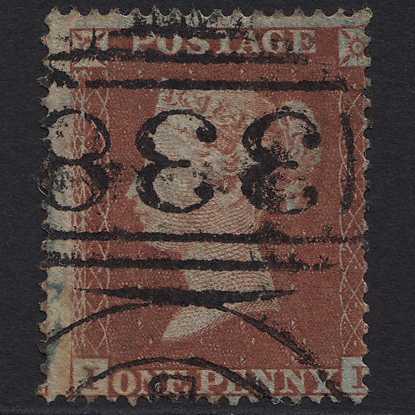 GB QV 1854 1d Red-brown SG17-C1(1) GU Harrogate 338