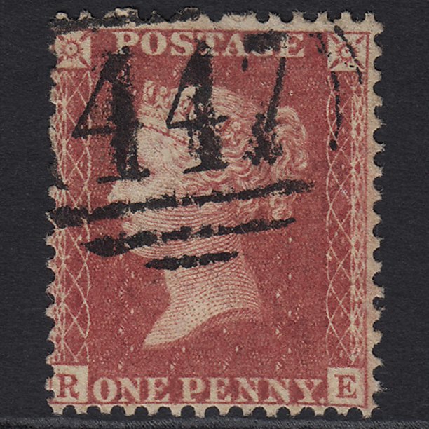 GB QV 1857 1d Rose-red (Plate 47) SG40-C10(1) RE FU Leeds 447