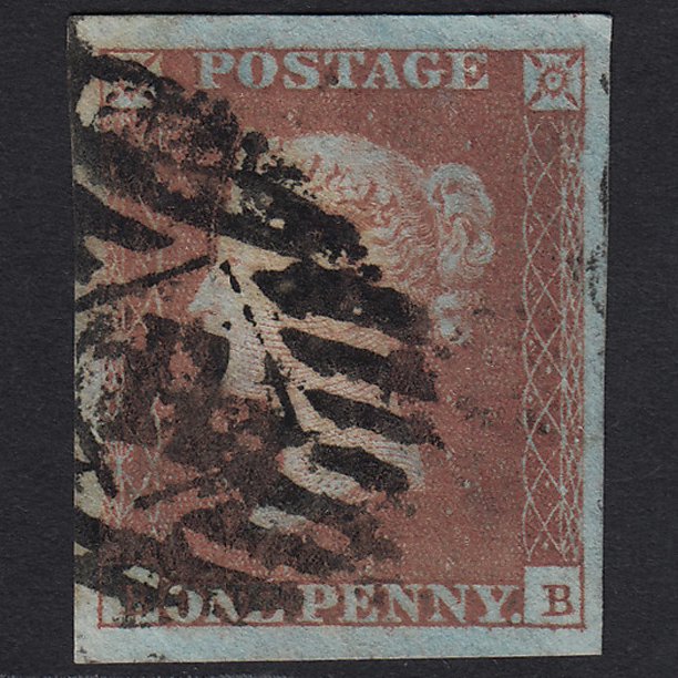 GB QV 1841 1d Red-brown (Plate 93) SG8-B1(1) BB GU London IS 11 4 Margins