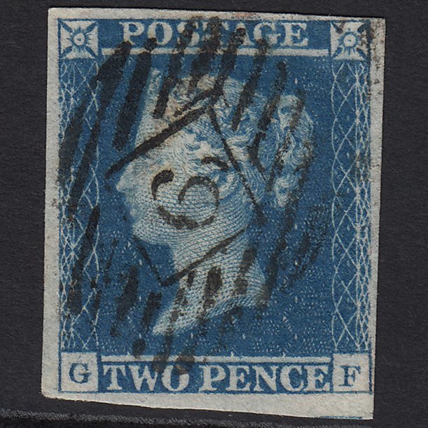 GB QV 1841 2d Violet-blue Early Stage (Plate 4) Es17 GF VFU 4M Imperf