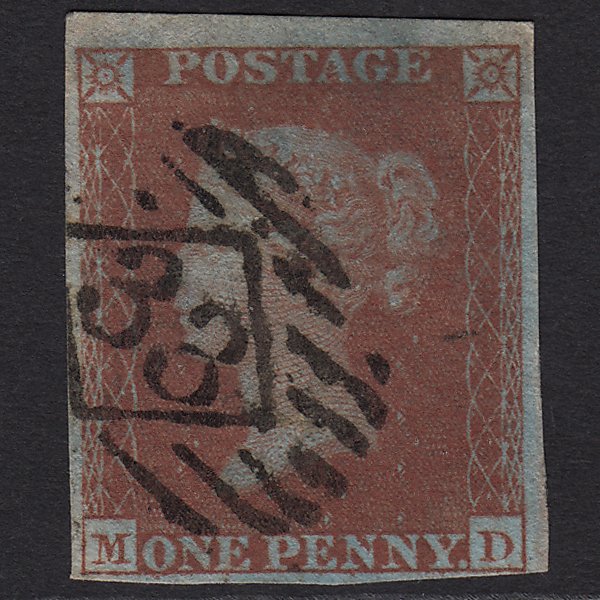 GB QV 1841 1d Very Blued (Plate 157) SG8a-B1(2) MD FU London IS 33 4M