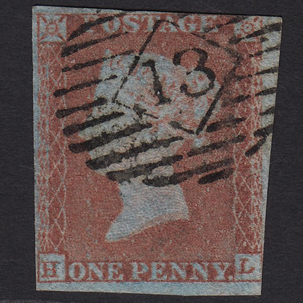 GB QV 1841 1d (Plate 96) SG8a-B1(2) HL GU London IS 13 Missing Imprimatur