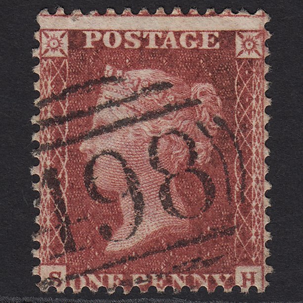 GB QV 1857 1d Deep Rose-red (Plate 57) SG41-C10(4) SH FU Manchester 498