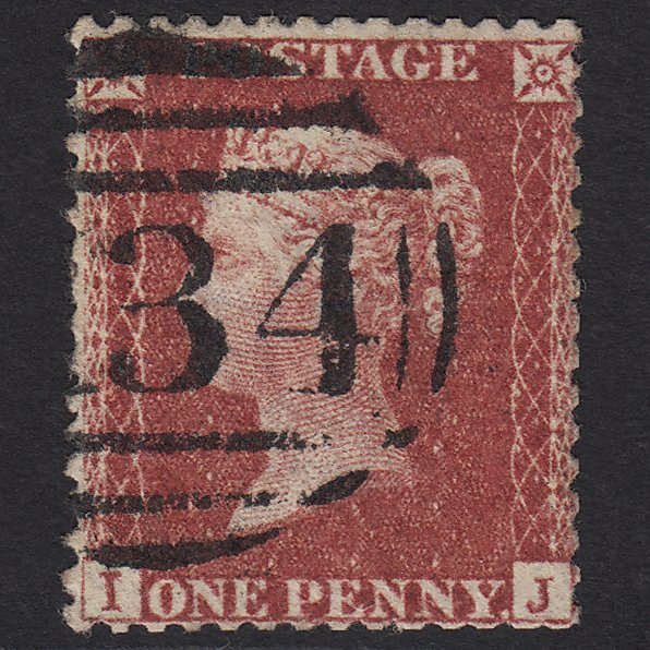 GB QV 1857 1d Deep Rose-red (Plate 27) SG41-C10(4) IJ GU Bristol 134