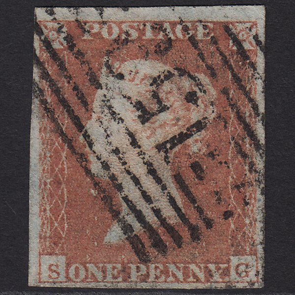 GB QV 1841 1d Red-brown (Plate 95) SG8-B1(1) SG GU 4 Margins Glasgow 159