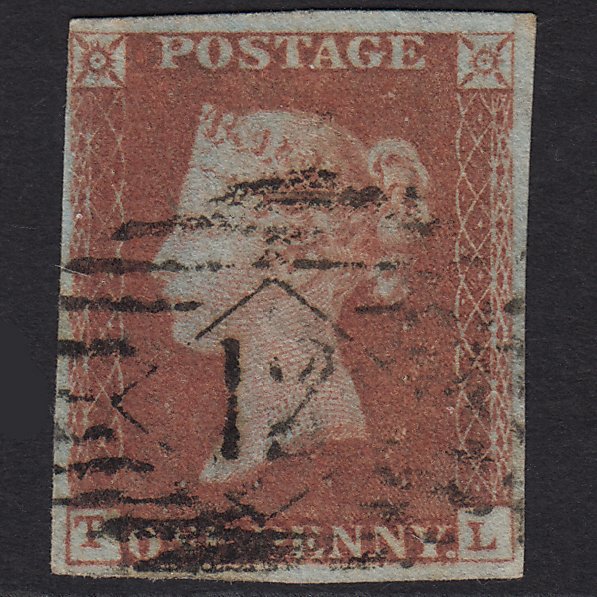 GB QV 1841 1d Red-brown SG8-B1(1) TL GU Miss Imprimatur 4M London IS 12