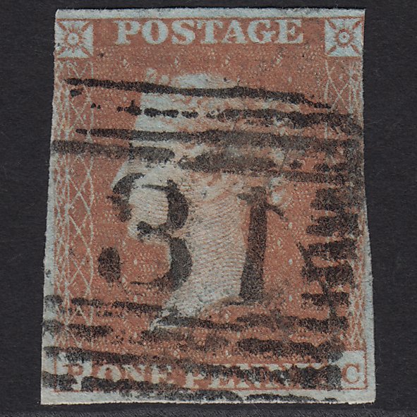 GB QV 1841 1d Red-brown (Plate 95) SG8-B1(1) PC GU Edinburgh 131