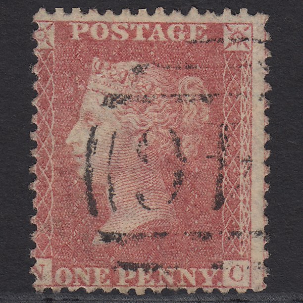GB QV 1857 1d Pale Rose (Plate 47) SG39-C10(3) NC FU Misperf