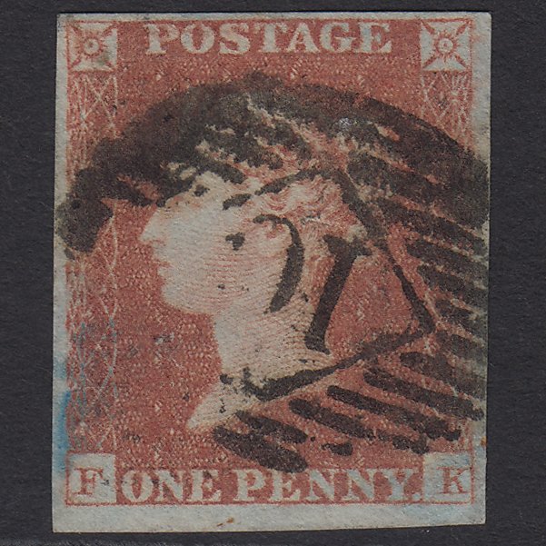 GB QV 1841 1d Red-brown (Plate 87) SG8-B1(1) FK GU 4M London IS Cancel