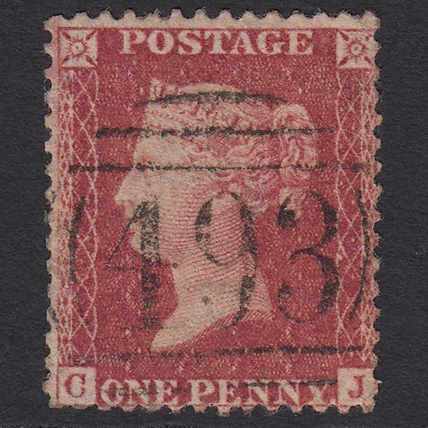 GB QV 1857 1d Rose-red (Plate 46) SG40-C10(1) CJ GU Maidstone 493