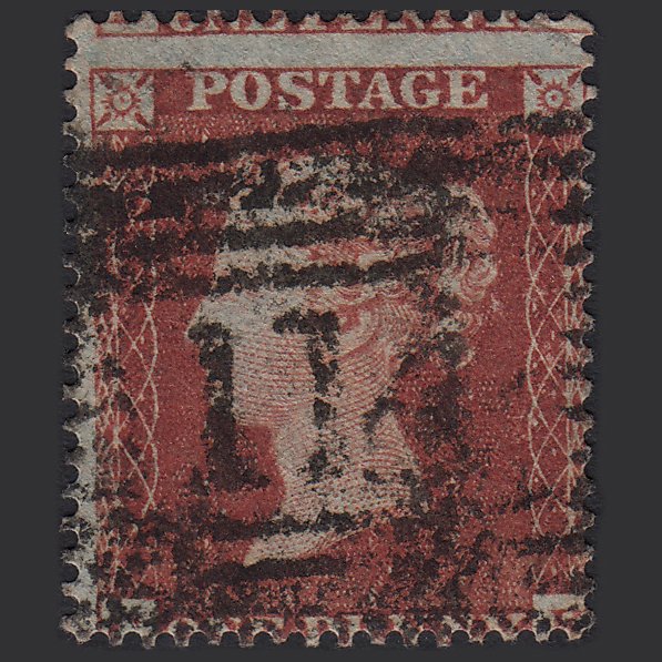 GB QV 1854 1d Red-brown SG17-C1(1) GUideline CK GU Dundee 114 Misperf
