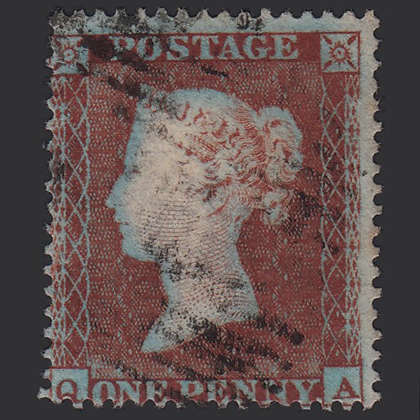 GB QV 1854 1d Plum Plate R2 SG17-C1(4) QA FU Scotland