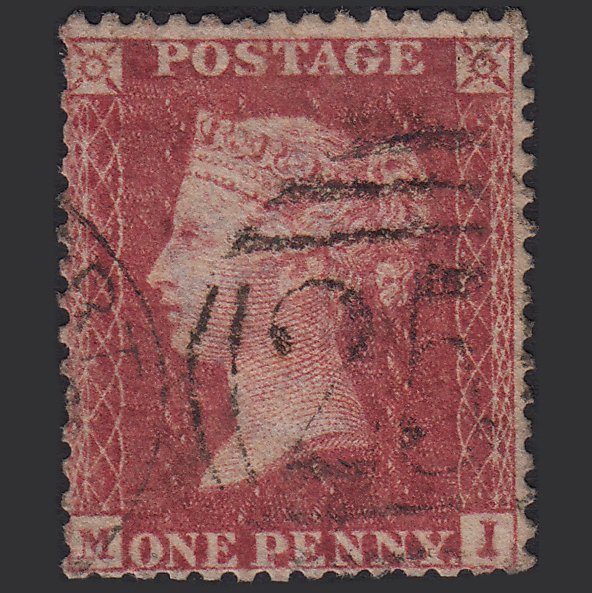 GB QV 1857 1d Rose-red (Plate 45) SG40-C10(1) MI GU Devonport 250