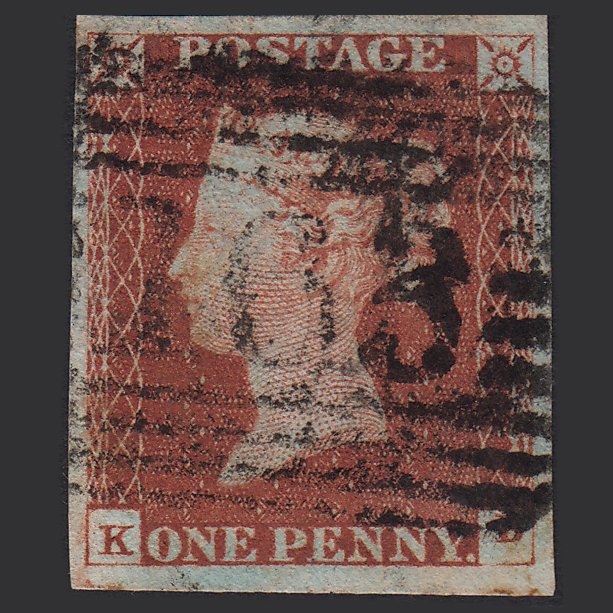 GB QV 1841 1d Red-brown (Plate 65) SG8-B1(1) KB GU 4 Good Margins Greenock 163