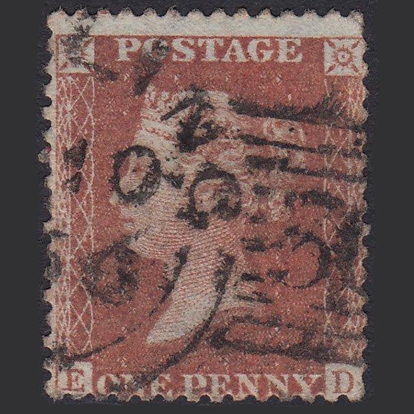 GB QV 1856 1d Red-brown (Plate 34) SG29-C8(1) ED GU Stirling Experimental 308