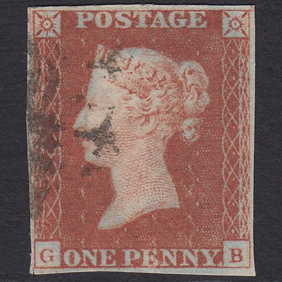 GB QV 1841 1d Red-brown (Plate 20) SG8-B1(1) GB GU 4 Margins Maltese Cross