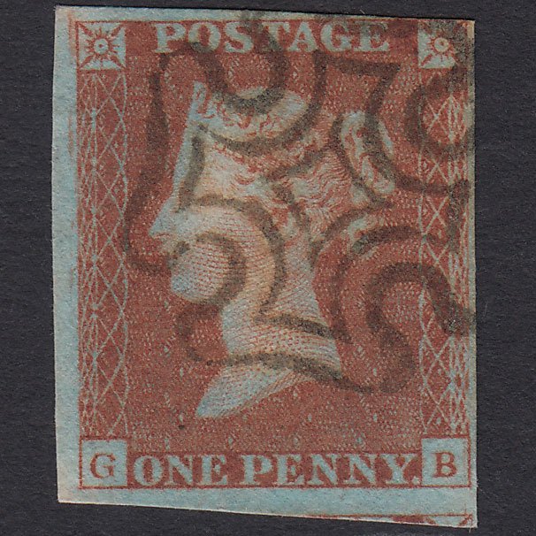 GB QV 1841 1d Very Blued (Plate 20) SG8a-B1(2) GB FU nr 4 Margins MX