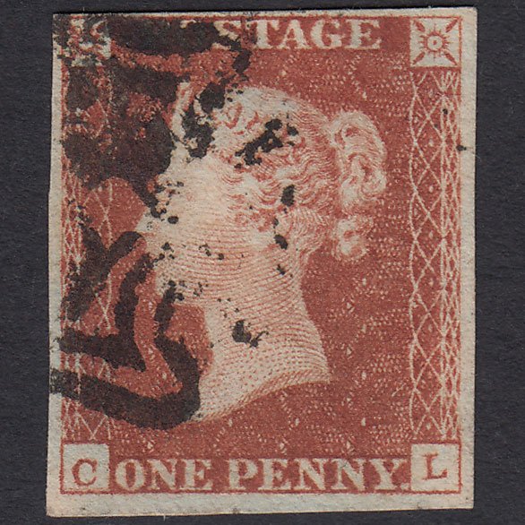 GB QV 1841 1d Red-brown (Plate 19) SG8-B1(1) CL FU 4 Margins Maltese Cross