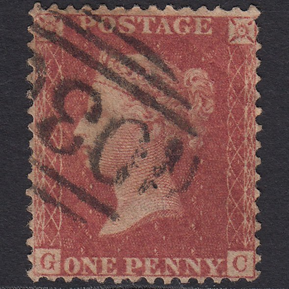 GB QV 1857 1d Rose-red (Plate 43) SG40-C10(1) GC GU Ramsey Iom 036