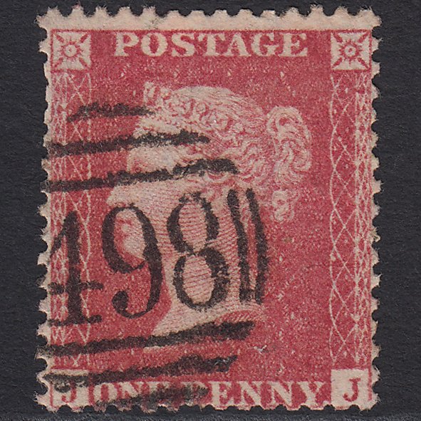 GB QV 1857 1d Rose-red (Plate 38) SG40-C10(1) JJ GU Manchester 498 Spoon