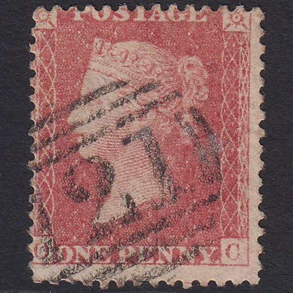 GB QV 1857 1d Pale Rose SG39-C10(3) OC GU Langport 721