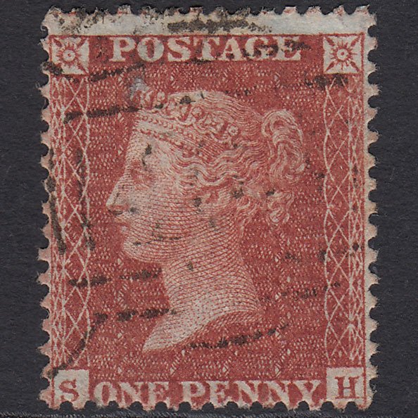 GB QV 1855 1d Red-brown (Plate 10) SGC6(1) SH FU Spoon Cancellation