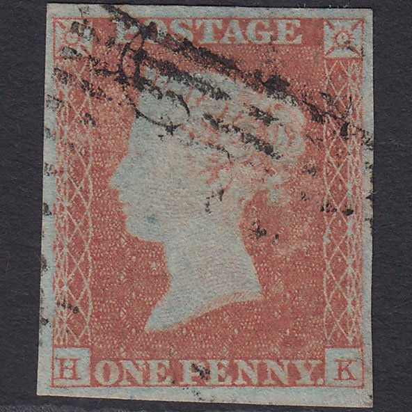 GB QV 1841 1d Very Blued (Plate 106) SG8a-B1(2) HK FU 4 Margins Scotland
