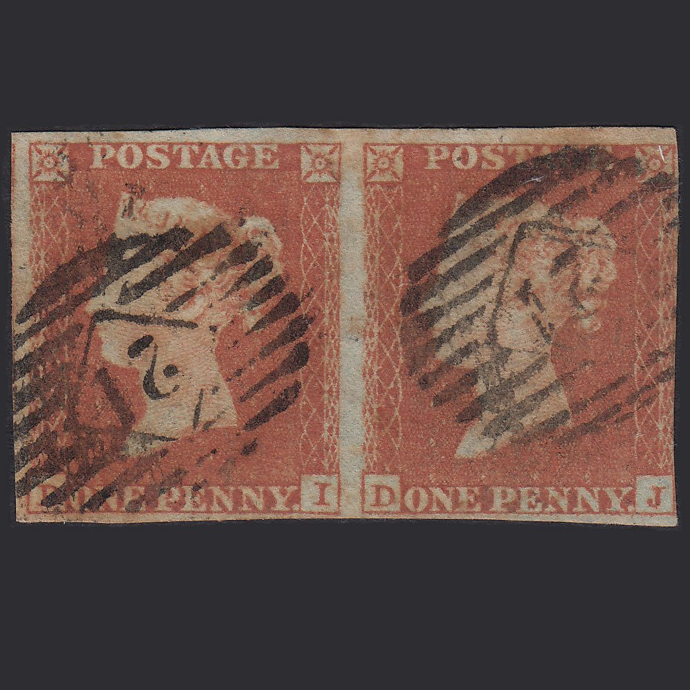 GB QV 1841 1d (Plate 138) SG8-B2(1) DI-DJ GU Pair nr 4 Margins London IS 21