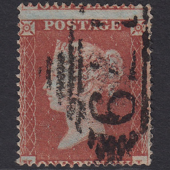 GB QV 1854 1d Red-brown SG17-C1(1) FU Belfast 62 Large Misperf