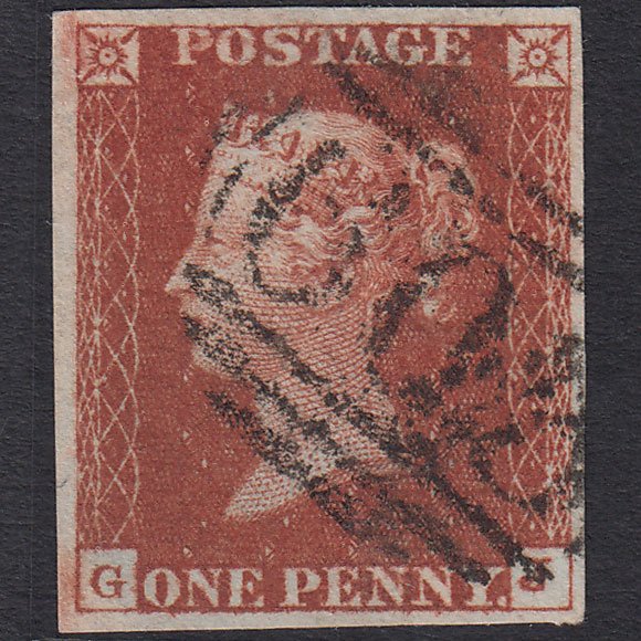 GB QV 1841 1d Deep Red-brown (Plate 53) SG10-B1(4) GJ VFU 4M Penzance 609